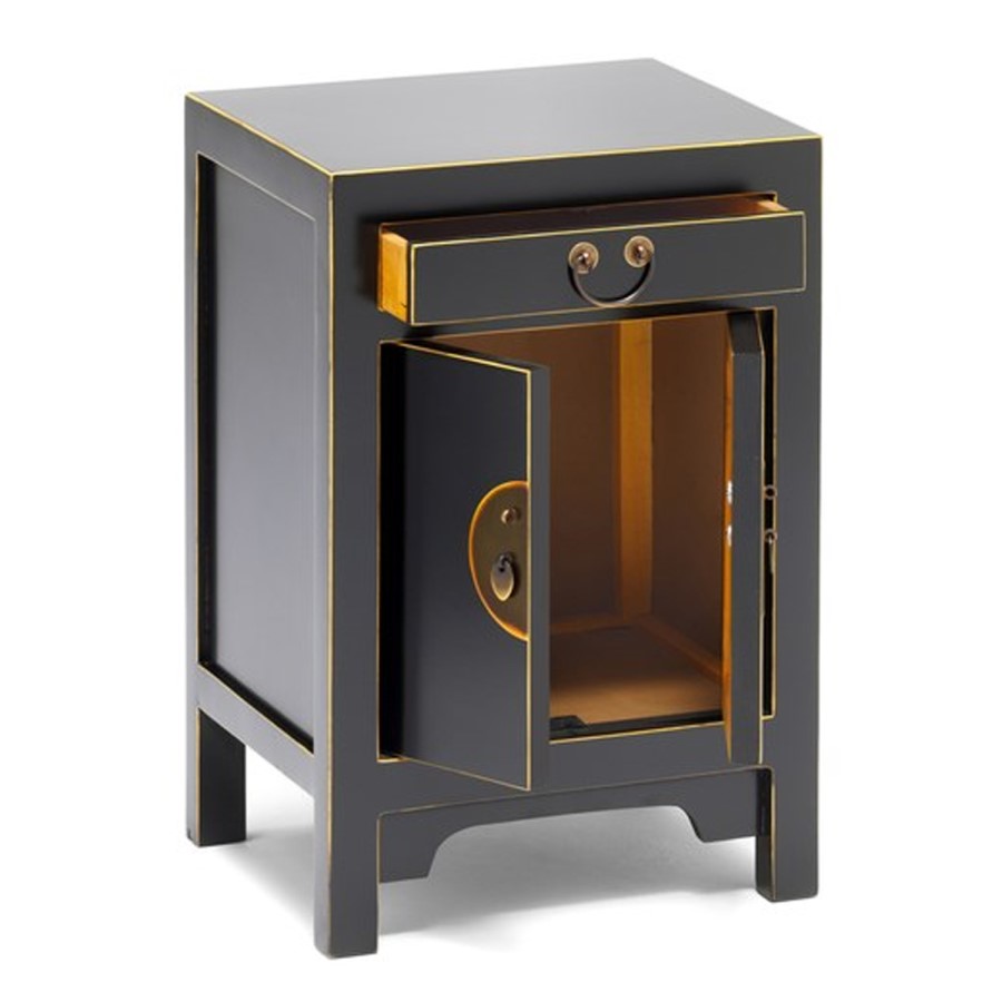 The Nine Schools Qing Oriental Black and Gilt Lamp Table