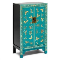 The Nine Schools Oriental Decorated Blue Medium Cabinet