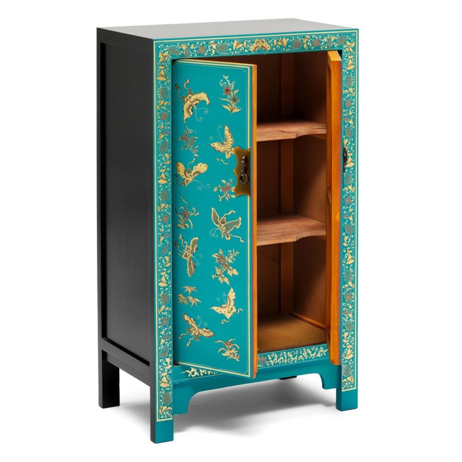 The Nine Schools Oriental Decorated Blue Medium Cabinet