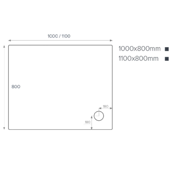 1000x800mm White Acrylic Capped Stone Resin Rectangular Shower Tray - Pearl