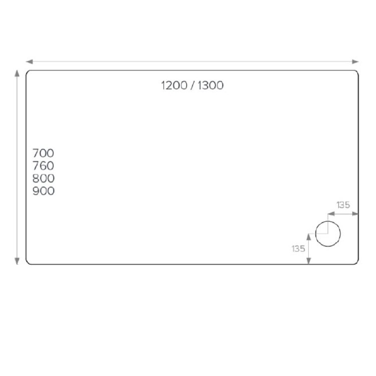 1200x900mm Rectangular Shower Tray - Non-Slip White Acrylic Stone Resin - Pearl