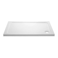 1400x800mm Non Slip White Stone Resin Rectangular Shower Tray  - Pearl
