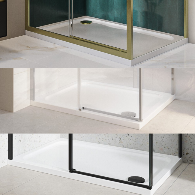 1500x800mm Non Slip White Acrylic Capped Stone Resin Rectangular Shower Tray  - Pearl