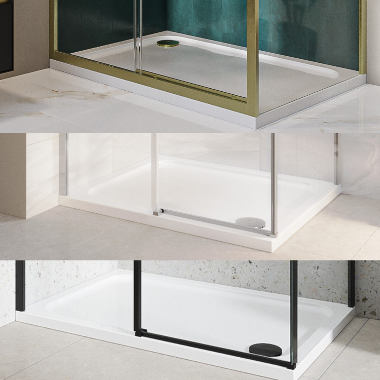 1500x800mm Rectangular Shower Tray - Non-Slip White Acrylic Stone Resin - Pearl