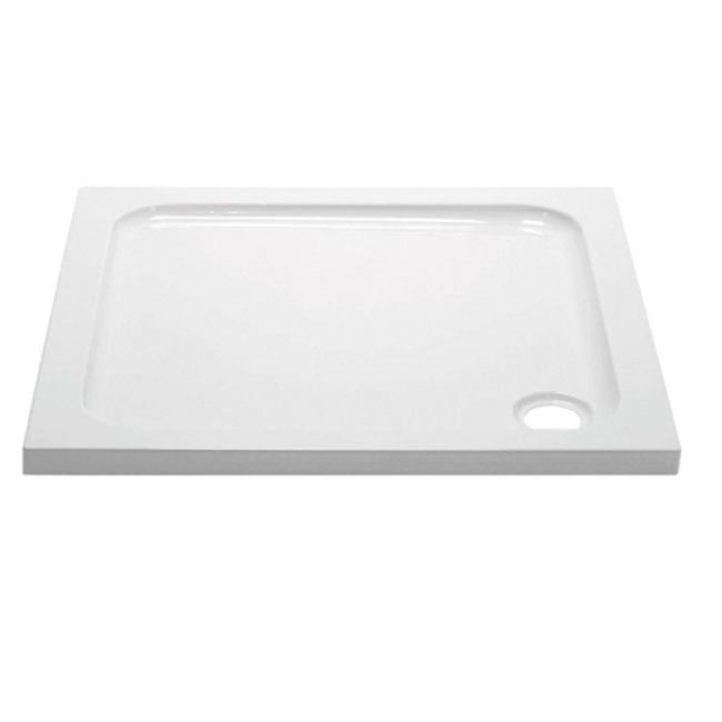 800x800mm  White Acrylic Capped Stone Resin Square Shower Tray - Pearl