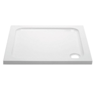 800mm Non Slip White Stone Resin Square Shower Tray  - Pearl