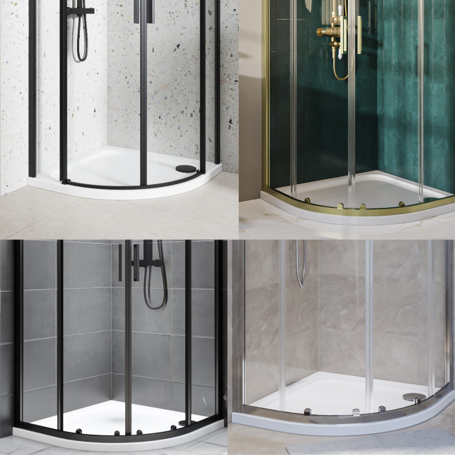 800mm Non Slip White Acrylic Capped Stone Resin Quadrant Shower Tray  - Pearl