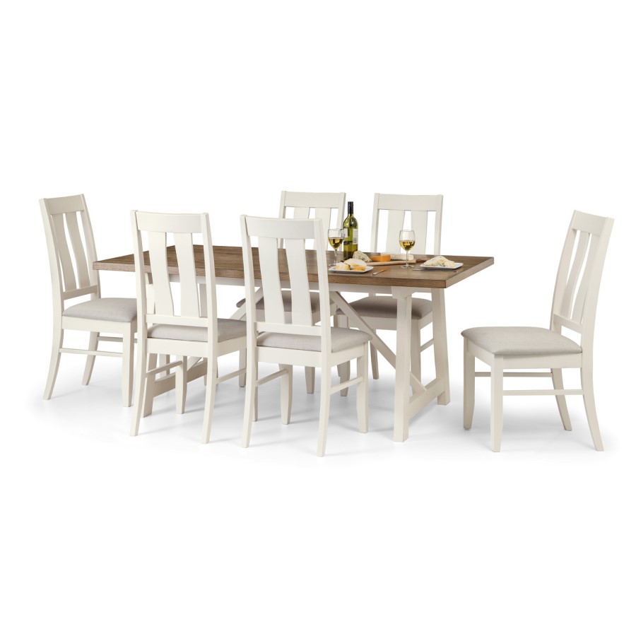 Julian Bowen Pembroke Ivory and Oak Dining Table