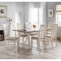 Pembroke Farmhouse Ivory & Solid Oak Dining Table and 6 Chairs - Julian Bowen Range