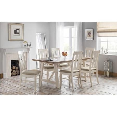 Pembroke Farmhouse Ivory & Solid Oak Dining Table and 6 Chairs - Julian Bowen Range