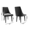 GRADE A2 - Pair of Grey Velvet Ribbed Dining Chairs - Penelope
