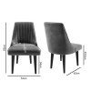 GRADE A2 - Pair of Grey Velvet Ribbed Dining Chairs with Black Legs - Penelope