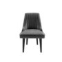 GRADE A2 - Pair of Grey Velvet Ribbed Dining Chairs with Black Legs - Penelope