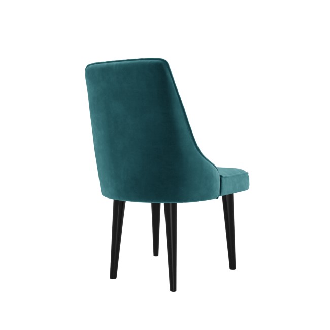 Pair of Teal Velvet Ribbed Dining Chairs - Penelope