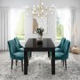 GRADE A1 - Pair of Teal Blue Velvet Ribbed Dining Chairs - Penelope
