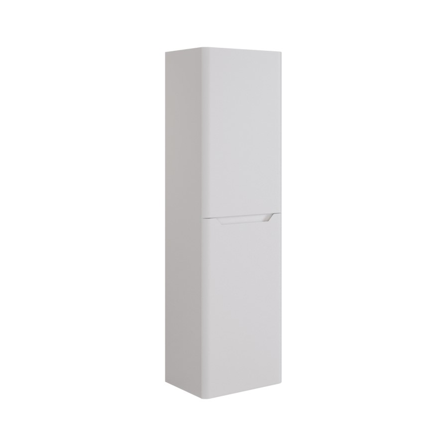 Beige Double Door Wall Mounted Tall Bathroom Cabinet 400x1400mm Storage Unit - Pendle