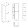 Black Double Door Wall Mounted Tall Bathroom Cabinet 400x1400mm Storage Unit - Pendle