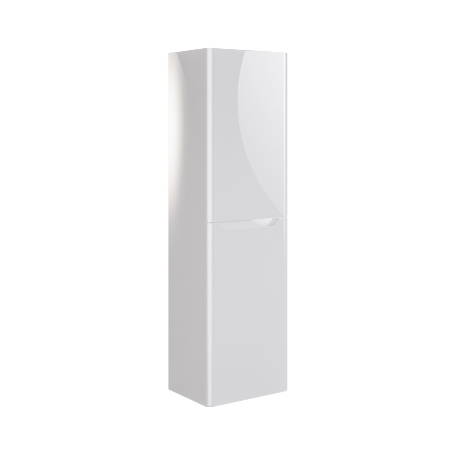 White Double Door Wall Mounted Tall Bathroom Cabinet 400x1400mm Storage Unit - Pendle