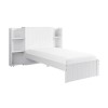 Kids Single White Wooden Bed Frame with Storage Headboard - Pery