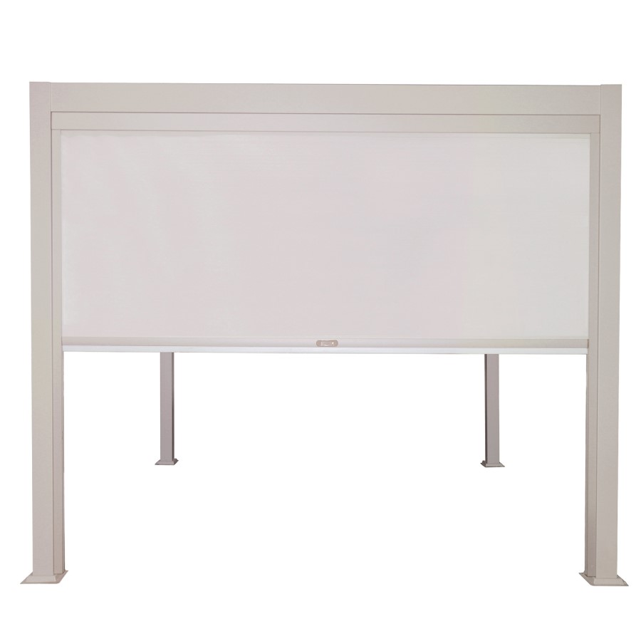 3 x 3m Heavy Duty Aluminium Beige Louvred Pergola & 2 Textilene Side Panels