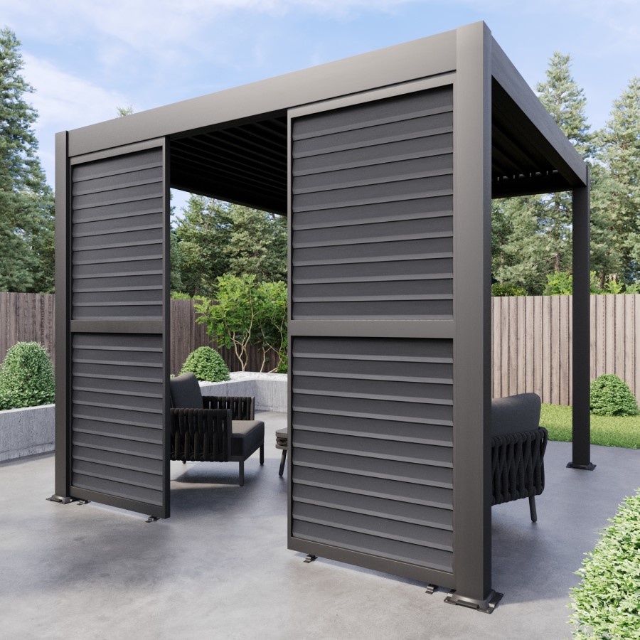 Heavy Duty Aluminium Single Slatted Pergola Screen in Charcoal