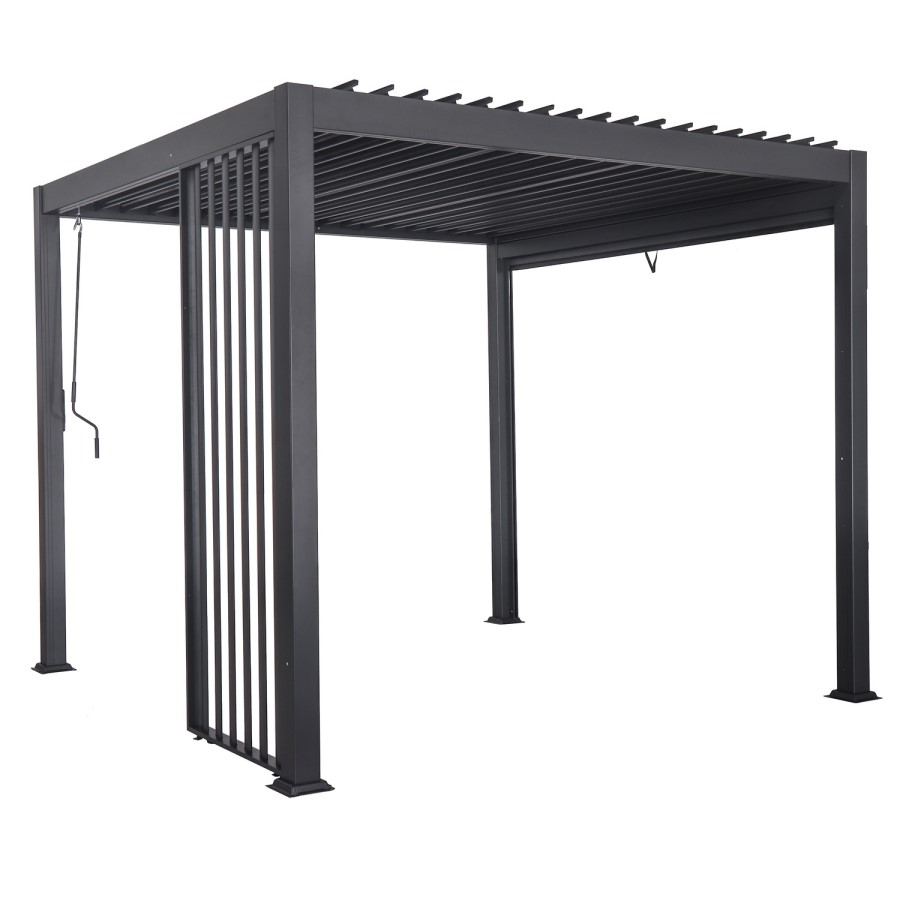 Heavy Duty Aluminium Single Vertical Slatted Pergola Screen in Charcoal