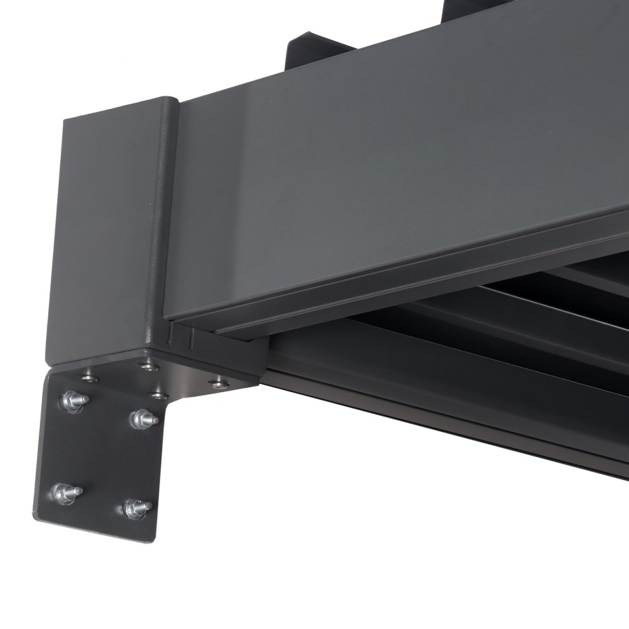 3x3 Wall Mounted Pergola with Louvered Shutter Roof in Charcoal