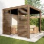 Heavy Duty Aluminium Single Slatted Pergola Screen in Wood Effect