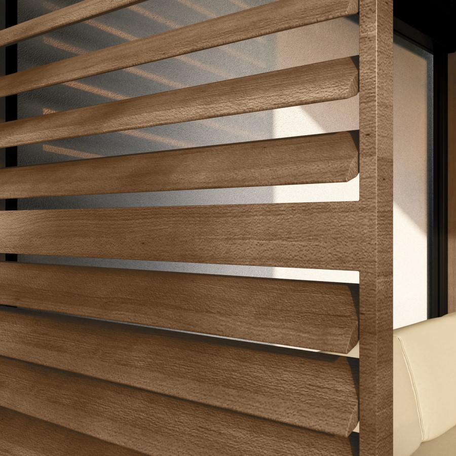 Heavy Duty Aluminium Single Slatted Pergola Screen in Wood Effect