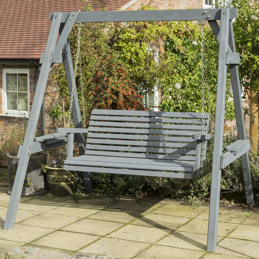 Rowlinson Palermo Garden Swing Seat in Grey Painted Wood