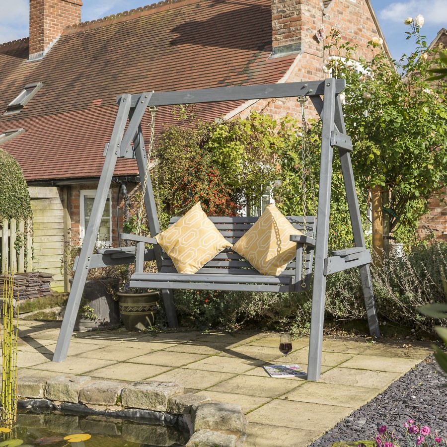 Rowlinson Palermo Garden Swing Seat in Grey Painted Wood