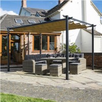 Rowlinson Ventian Outdoor Canopy in Taupe with Black Structure