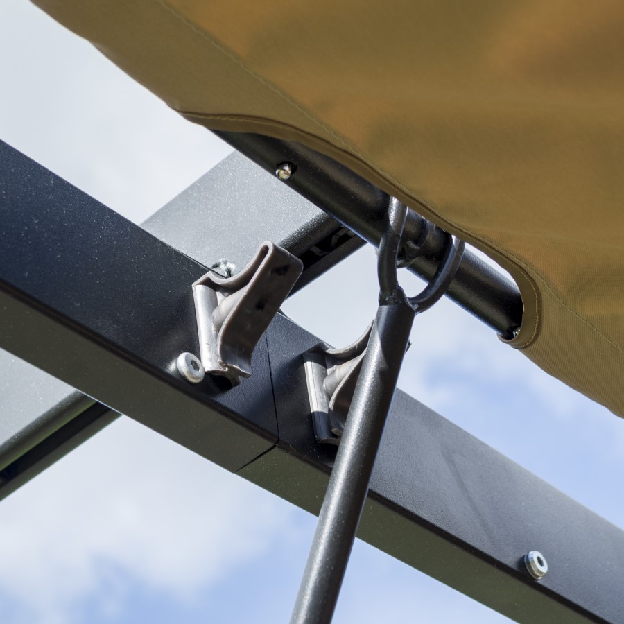 Rowlinson Ventian Outdoor Canopy in Taupe with Black Structure