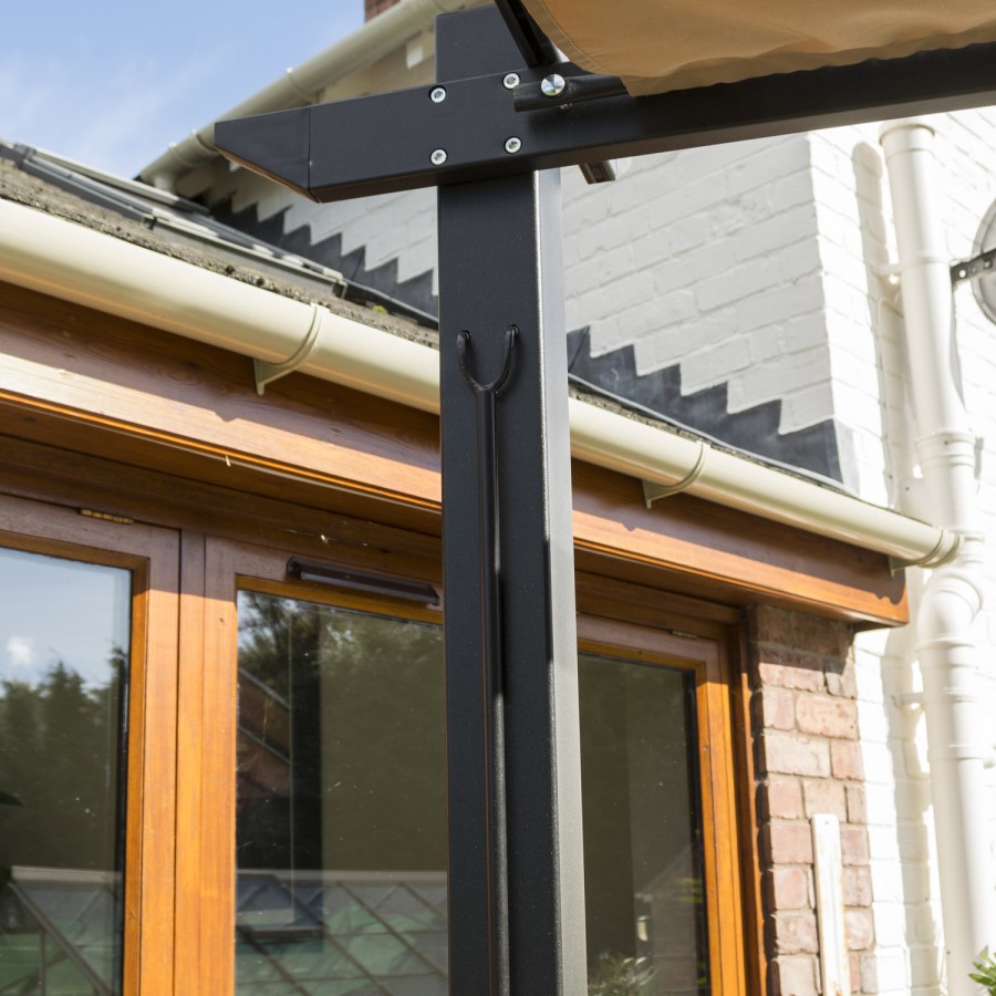 Rowlinson Ventian Outdoor Canopy in Taupe with Black Structure