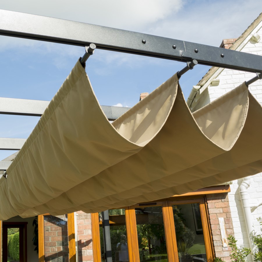 Rowlinson Ventian Outdoor Canopy in Taupe with Black Structure