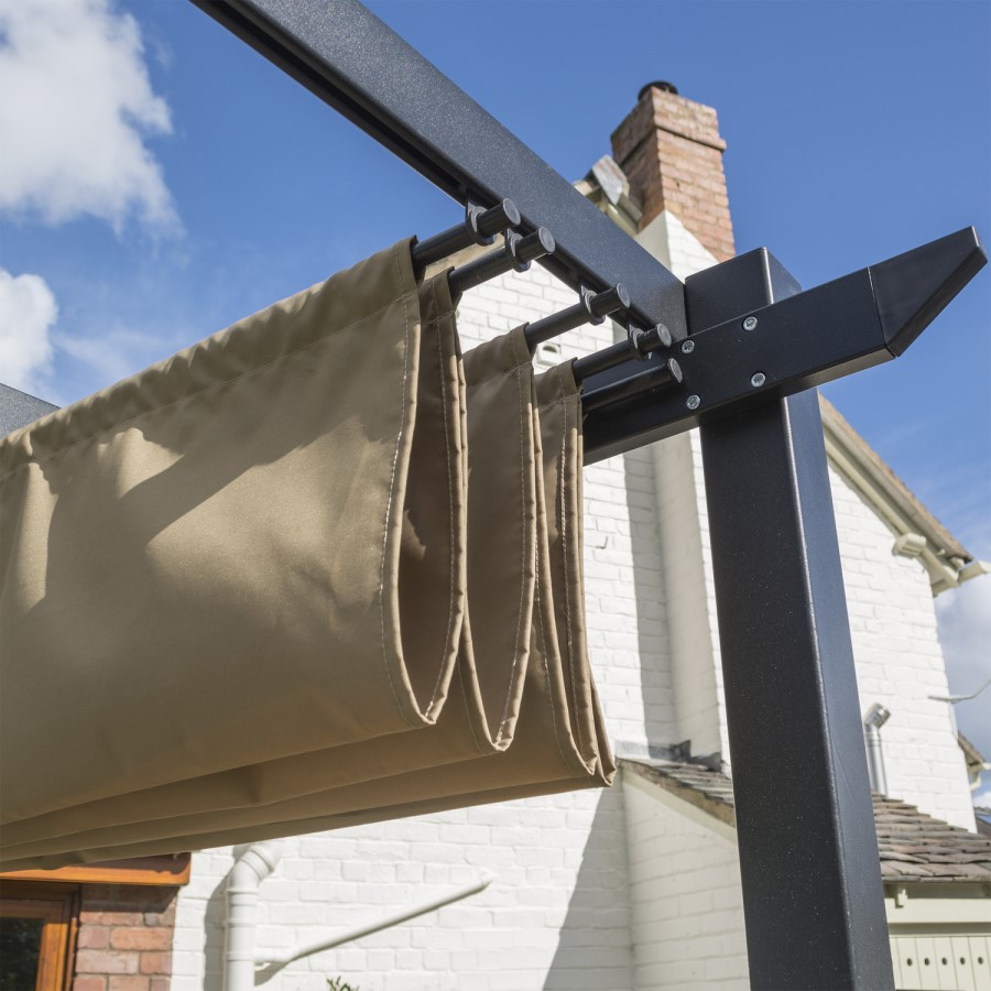 Rowlinson Ventian Outdoor Canopy in Taupe with Black Structure