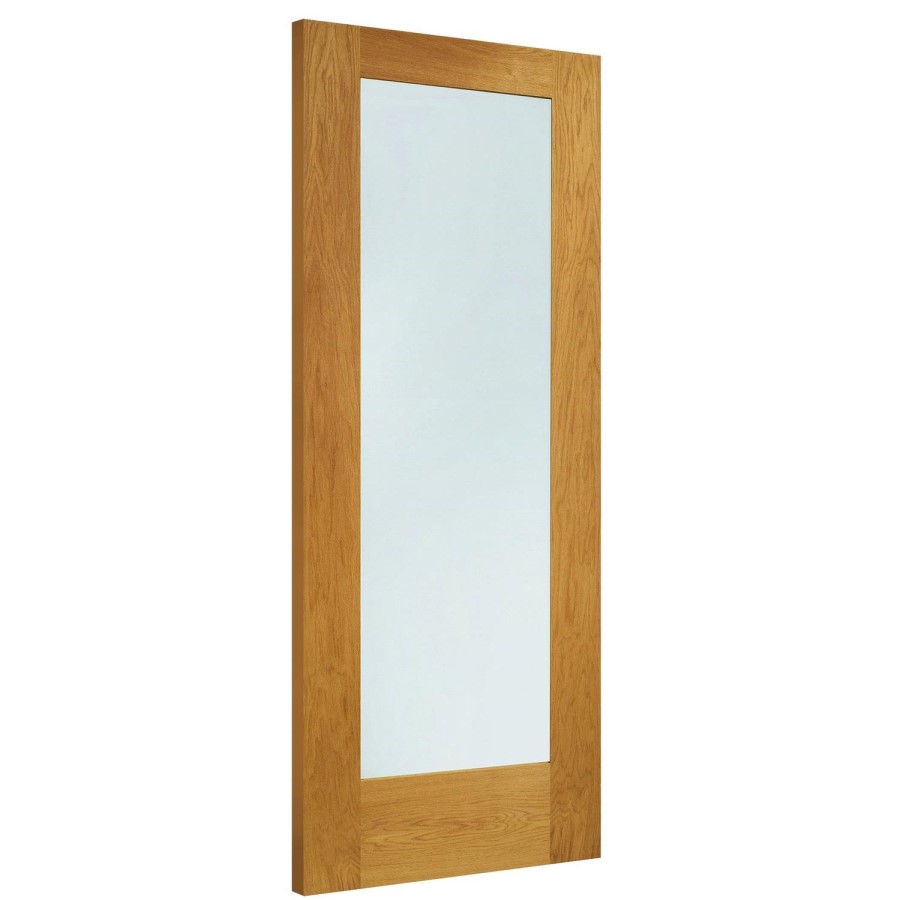 Pre-Finished Ext Oak Double Glazed Pattern 10 Door with Clear Glass - Pre-Finished, 1981 x 762 x 44 mm