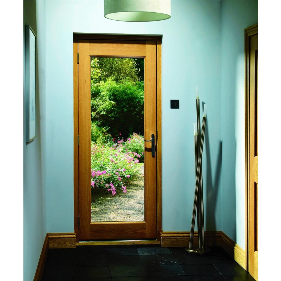 Pre-Finished Ext Oak Double Glazed Pattern 10 Door with Clear Glass - Pre-Finished, 1981 x 762 x 44 mm