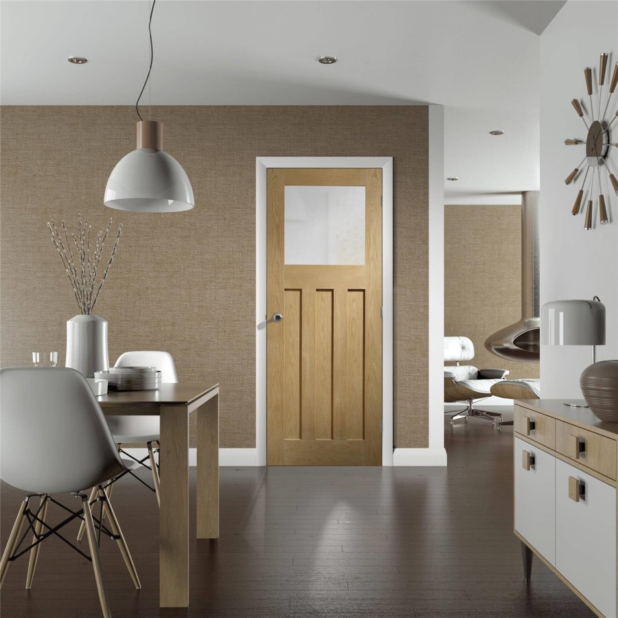 Internal Oak Pre-Finished DX Door with Obscure Glass - Pre-Finished, 1981 x 762 x 35 mm