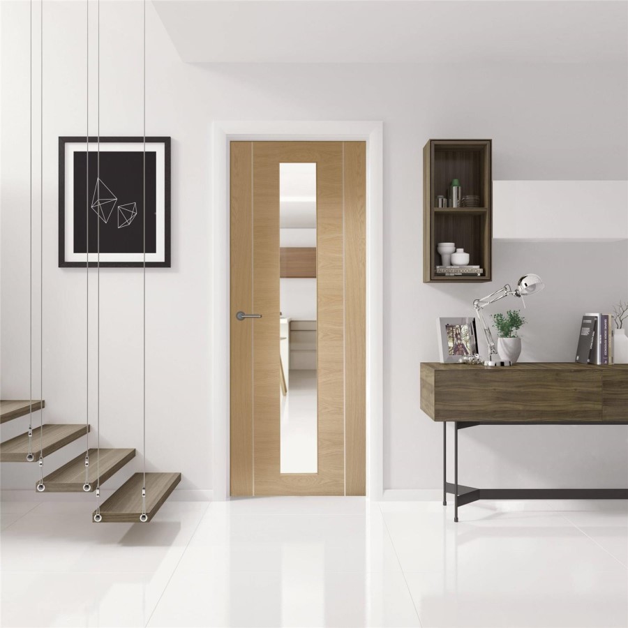 Internal Oak Door with Clear Glass - Pre-Finished - 1981 x 762 x 35mm - Forli Essential - XL Joinery