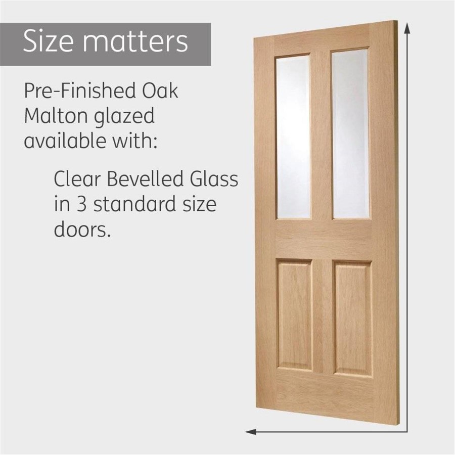 Internal Oak Victorian 4-Panel Glazed Door with Clear Bevelled Glass - Pre-Finished - 1981 x 686 x 35mm - Victoria - XL Joinery