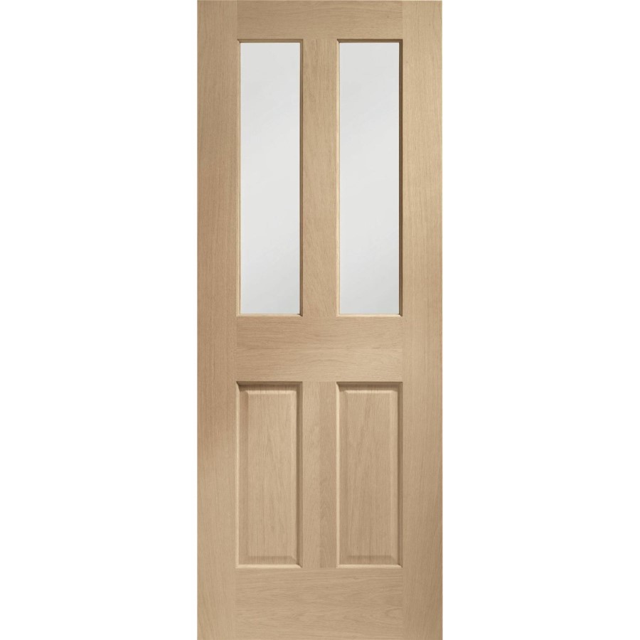 Malton Pre-Finished Internal Oak Door with Clear Bevelled Glass - Pre-Finished, 1981 x 686 x 35 mm