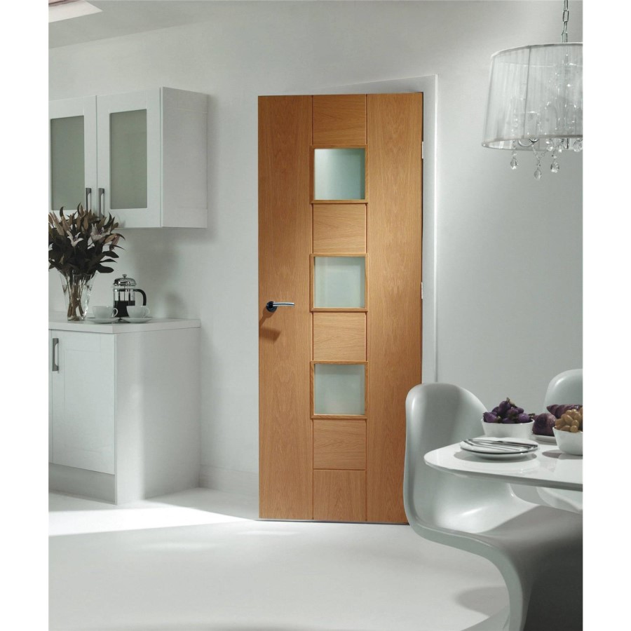 Internal Oak Pre-Finished Messina with Clear Glass - Pre-Finished, 1981 x 838 x 35 mm