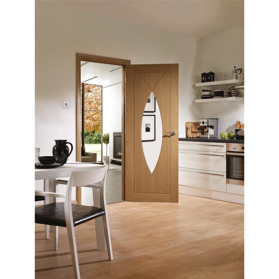 Internal Oak Glazed Door with Clear Glass - Pre-Finished - 2040 x 726 x 40mm - Pesaro - XL Joinery