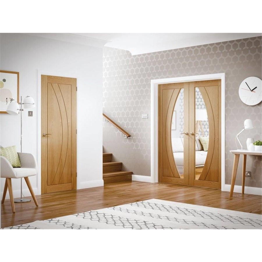 Internal Oak Pre-Finished Salerno with Clear Glass - Pre-Finished, 1981 x 686 x 35 mm