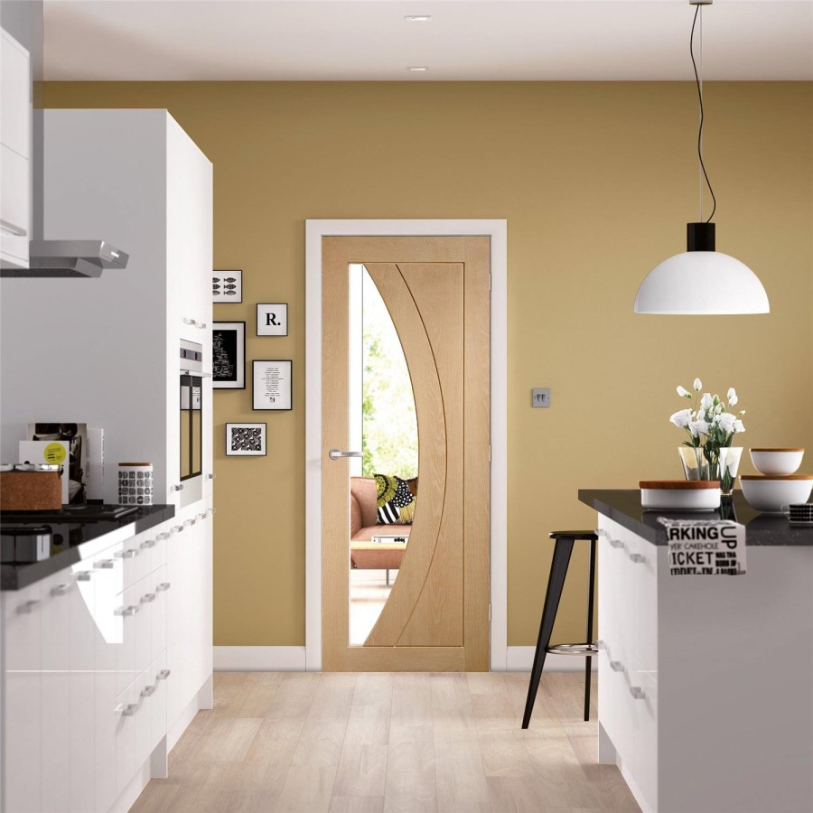 Internal Oak Pre-Finished Salerno with Clear Glass - Pre-Finished, 2040 x 726 x 40 mm