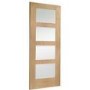 Internal Oak Pre-Finished Shaker 4 Panel Door with  Obscure Glass - Pre-Finished, 1981 x 762 x 35 mm