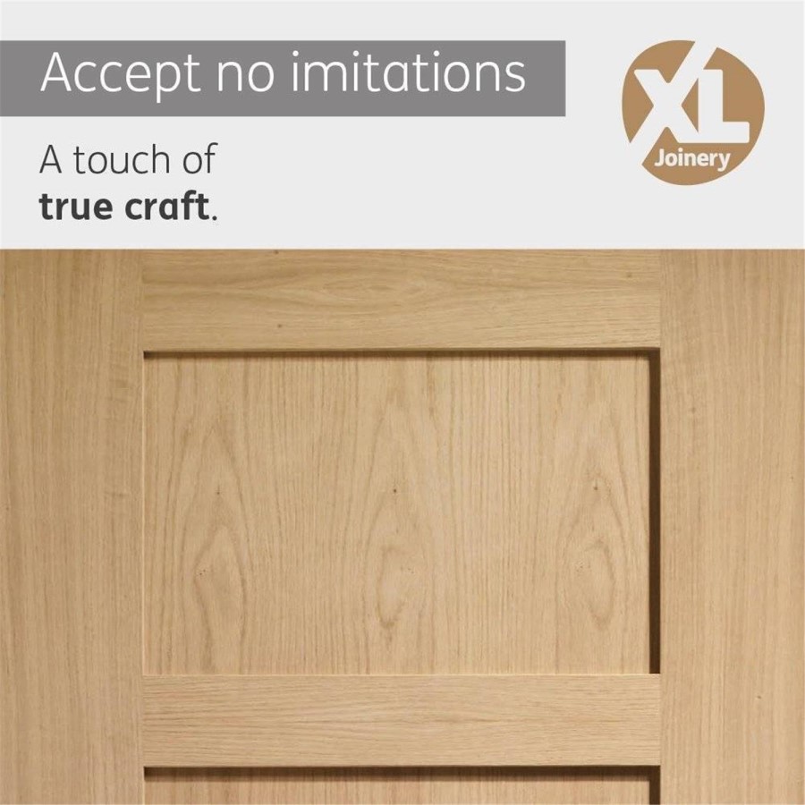 Internal Oak 4-Panel Shaker Door with Clear Glass - Pre-Finished - 2040 x 626 x 40mm - 4 Light - XL Joinery