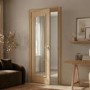 Internal Oak Pre-finished Wellington Door with Clear Bev Glass and RM - 1981 x 762 x 35mm (30")