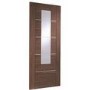 Internal Walnut Glazed Door with Clear Etched Glass and Aluminium Detail - Pre-Finished - 1981 x 838 x 35mm - Portici - XL Joinery